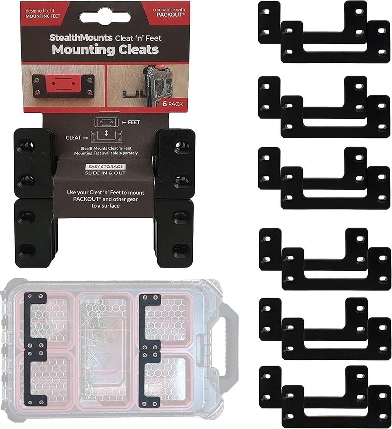 StealthMounts Mounting Cleats for Milwaukee Packout (12 Pack) Black | Mounting Cleats for Milwaukee Packout | Made in The UK - Image 1